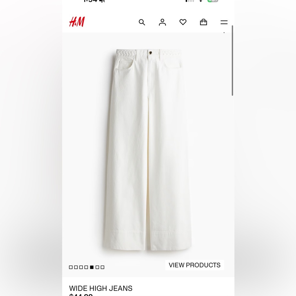 NWOT H&M size 4 White Wide-Leg jeans